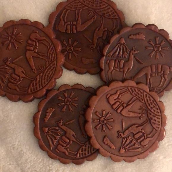 Anthropologie Other - Vintage leather llama 🦙 Coasters​